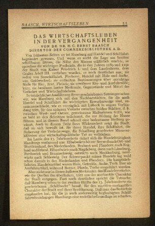 Das Wirtschaftsleben in der Vergangenheit