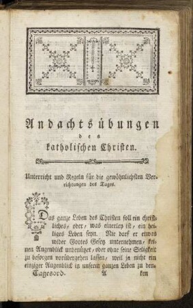 Andachtsübungen des katholischen Christen.