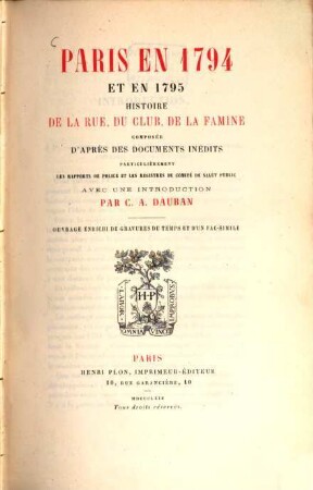 Paris en 1794 et en 1795