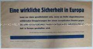 Maueranschlag der Nationalen Front mit Losung zur Friedenssicherung in Europa