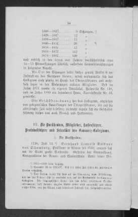 III. Die Vorsitzenden, Mitglieder, Kassenführer, Protokollführer und Sekretäre des Commerz-Collegiums.