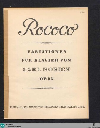 Rococo : Variationen für Kavier : op. 85