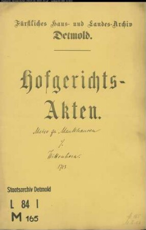 Meier zu Menkhausen gegen Kord Wittenborn - Entsetzung aus dem Kotten