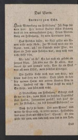 Das Vierte. Anwort zum Echo.
