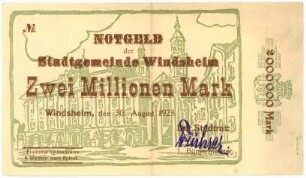 Geldschein / Notgeld, 2 Millionen Mark, 30.8.1923