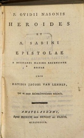 Heroides et A. Sabini epistolae