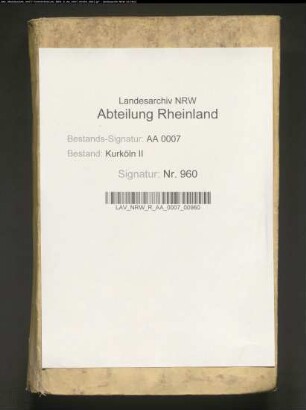Verhandlungen des Landtags 1665 April-Mai zu Bonn (mit Verzeichnis der Einberufenen); Verhandlungen des Landtags 1666 Juli zu Linn (mit Verzeichnis der Einberufenen); Supplik des Amtes Linn und Uerdingen, der Stadt Bonn, der Städte Andernach, Bonn und Ahrweiler