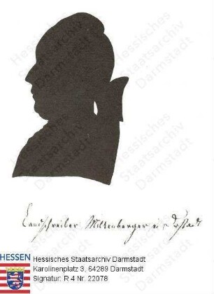 Miltenberg(er), Franz Wilhelm (1747-1800) / Porträt im Profil, Brustbild, mit Bildlegende