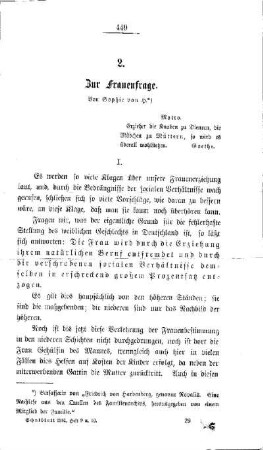 Zur Frauenfrage