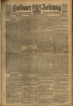 Erste Ausgabe vom Montag, den 16. Oktober 1911.