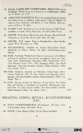 Bronzen, Uhren, Metall, Kunstgewerbe etc. (Nr. 65-101)
