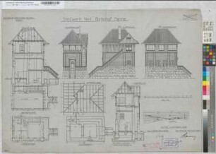 Stellwerk "Nmt" Bahnhof Herne: Grundrisse, Ansichten, Schnitte, Sparrenlage, Lageplan, M. 1:50 Hgs, Sknr.: 2, Fanr.: 2, Bunr.: 2