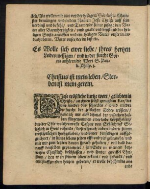 Christus ist mein leben/ Sterben ist mein gewin.