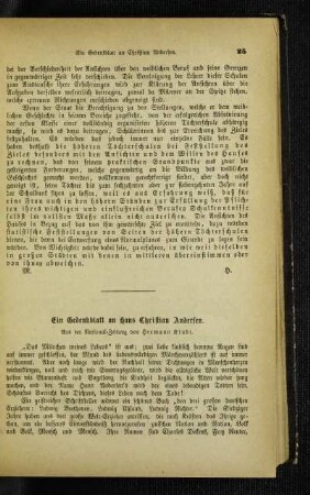 ¬Ein¬ Gedenkblatt an Hans Christian Andersen : aus der National-Zeitung