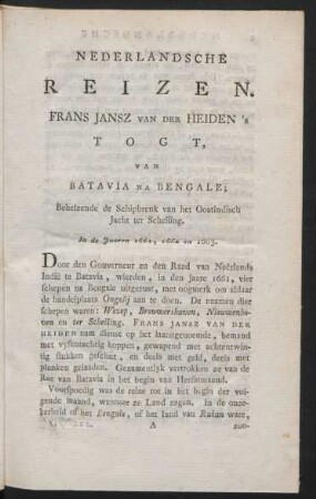 Frans Jansz van der Heiden's togt, van Batavia na Bengale; ...