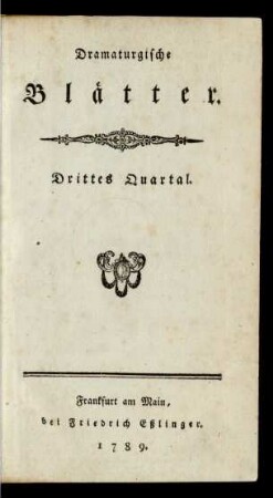 3. Quartal: Dramaturgische Blätter