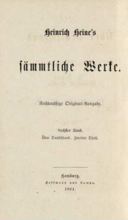 6. Band = Über Deutschland, 2. Theil: Die romantische Schule