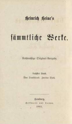 6. Band = Über Deutschland, 2. Theil: Die romantische Schule