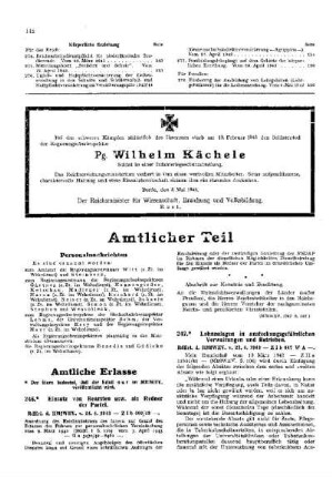 [Todesanzeige Pg. Wilhelm Kächele]
