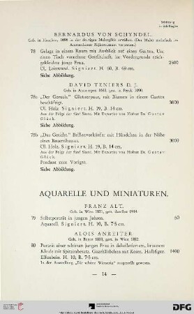 Aquarelle und Miniaturen (Nr. 79-89)
