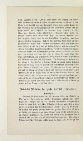 Friedrich Wilhelm, der große Kurfürst (1640-1688)