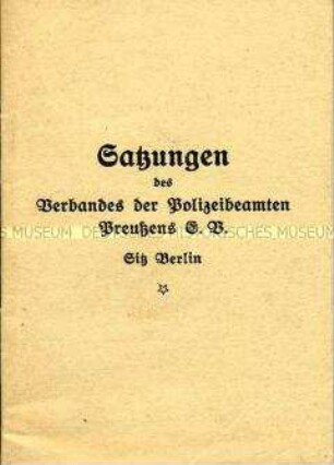 Satzung des Verbandes der Polizeibeamten Preußens