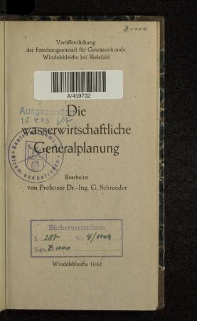 Die wasserwirtschaftliche Generalplanung