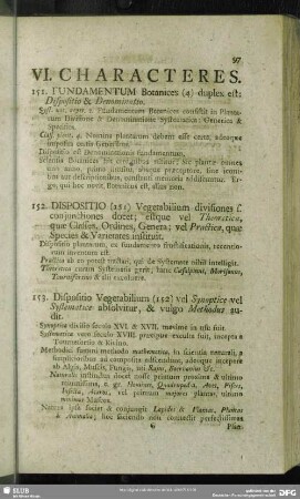 VI. Characteres