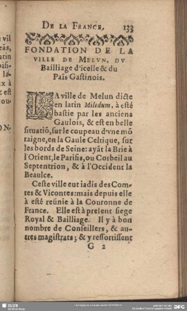 Fondation De La Ville De Melun, Du Bailliage d'icelle & du Pais Gastinois