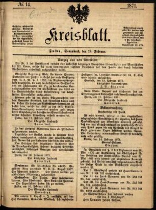 Ausgabe vom Samstag, den 18. Februar 1871.