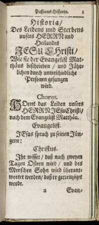 Historia, Des Leiden und Sterbens unsers Herrn und Heiland Jesu Christi [...]