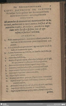Caput Secundum De Textibus Utriusque Iuris quibus haec Reconventionis materia continetur: eorumque brevis interpretatio