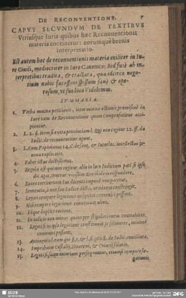 Caput Secundum De Textibus Utriusque Iuris quibus haec Reconventionis materia continetur: eorumque brevis interpretatio
