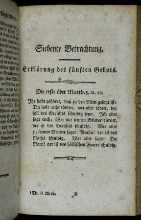Siebente Betrachtung. Erklärung des fünften Gebots.