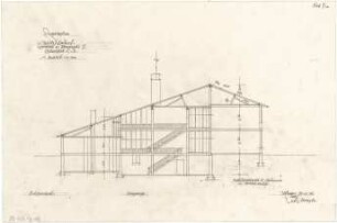 Gsaenger, Gustav; Schondorf am Ammersee (Bayern); Atriumschule - Schule Vorprojekt 2 u. Entwurf, Eingabeplan Erster Bauteil (Querschnitt)