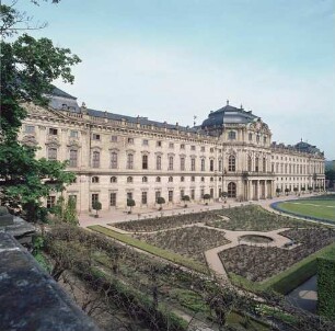 Würzburger Residenz. Ansicht der Gartenfront des Gebäudes