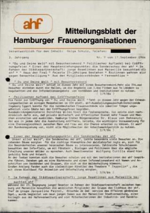Mitteilungsblatt der Hamburger Frauenorganisation