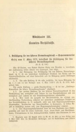 Abschnitt III. Beamten-Verhältnisse