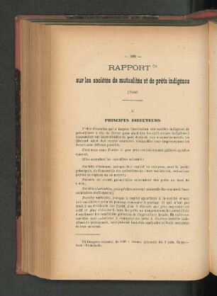 Rapport sur les sociétés de mutualités et de prêts indigènes. (Suite).