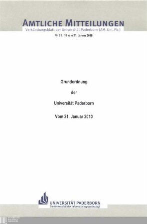 Grundordnung der Universität Paderborn : vom 21. Januar 2010