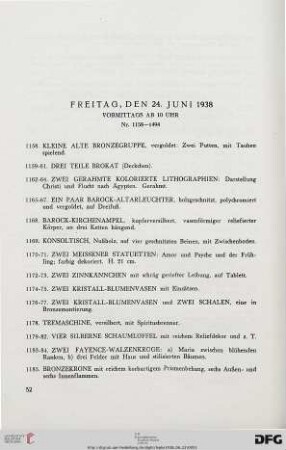 Freitag, den 24. Juni 1938, vormittags ab 10 Uhr (Nr. 1158-1494)