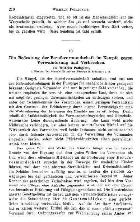210-217, Die Bedeutung der Berufsvormundschaft im Kampfe gegen Verwahrlosung und Verbrechen