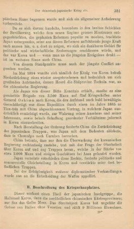 B. Beschreibung des Kriegsschauplatzes
