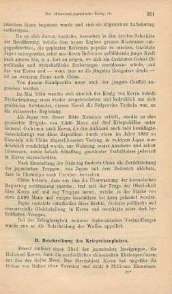 B. Beschreibung des Kriegsschauplatzes