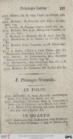 V. Philologia Orientalis