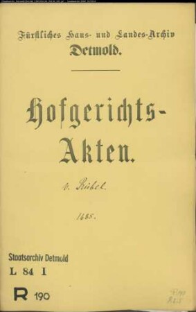 von Rübel, Johann Ludwig - Testamentshinterlegung
