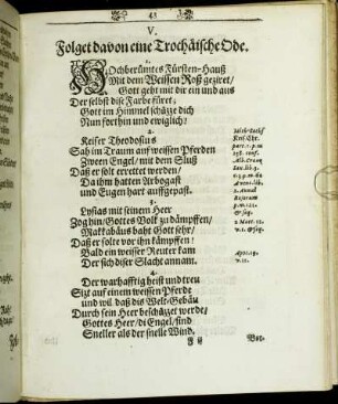 V. Folget davon eine Trochäische Ode.