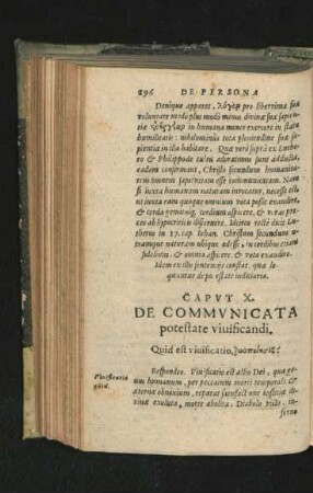 Caput X. De Communicata potestate vivificandi.