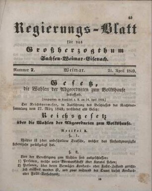 Nr. 7 : 21. April 1849