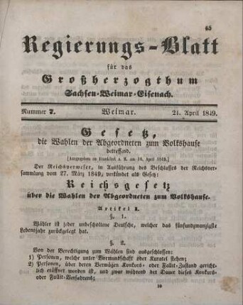 Nr. 7 : 21. April 1849